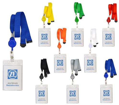 50 Stück Schlüsselband mit Ausweisjojo inkl. Ausweishülle Hochformat Skipasshalter Schlüsselband Umhängeband Lanyard 20 mm breit, Nacken-Sicherheitsclip, Sicherheitsverschluss (blau)