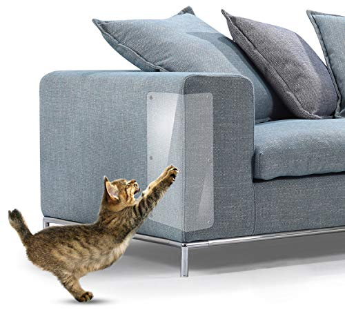 OMEM 2 Pack Flexible Vinyl Cat Scratching Guard Furniture Protectors Couch Guard Sofa Slipover Pads for Fabric