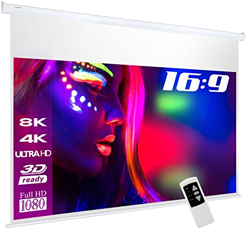 ESMART Professional MIMOTO AKUSTIK Motor-Leinwand [Größenauswahl] 244 x 137 cm (110) 16:9 | Programmierbare Fernbedienung | Heimkino elektrische Beamer Projektionsleinwand Motor Leinwand LCD LED