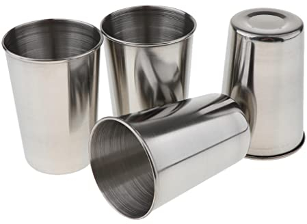 P Prettyia 4 x Edelstahl Becher Set Wasser Trinkbecher Edelstahltassen für Picknick Reise Outdoor - 150 ml