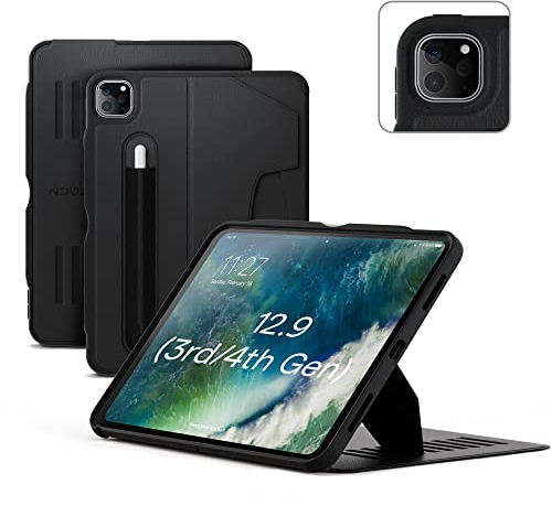 Zugu CASE iPad Air Custodia 13 Pouces M3 2025 & M2 2024 / Pro 12.9 (3a/ 4a Generazione) Cover Protettiva, 10 Angoli Regolabili Magnetico, Ricarica di Apple Pencil, Auto Svegliati/Sonno [Stealth Black]