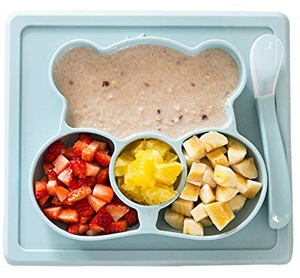 Bébé Assiette en Silicone Plateau,WENTS-Repas Enfant de Qualité Alimentaire Assiette à Dîner, Antidérapante Plateau Sectionnelles pour Enfants