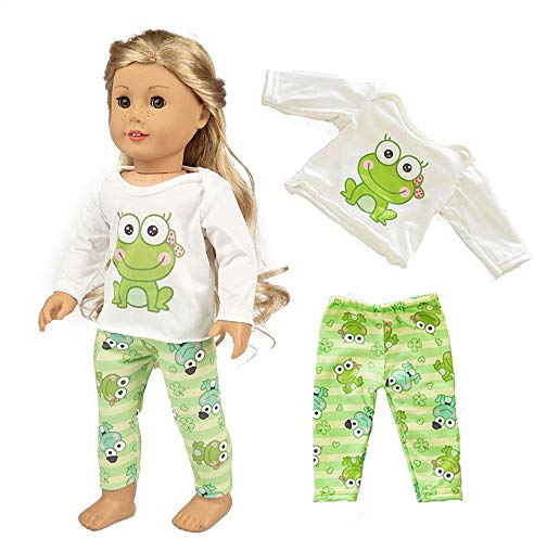 Uteruik Puppenkleidung für 46 cm große Mädchenpuppe, langärmeliges T-Shirt, Hose, Outfits, Kostüm-Zubehör (#A)
