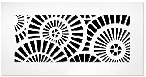 SABA Home Decor Rejilla de ventilación – plexiglás acrílico de 8 x 10 pulgadas (10 x 12 pulgadas en total) acabado blanco decorativo para paredes y techos, no para uso en suelo, rueda de agua