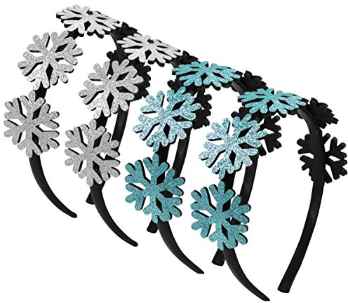 FRCOLOR Schneeflocken Haarreif, Schnee Winter Weihnachten Stirnbänder Haarreifen für Weihnachten Winter Wunderland Urlaub Neujahr Party 4Pcs