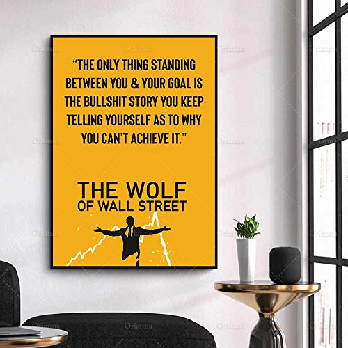 Bilder, Modulare Abstrakte Wandkunst Leinwand Malerei, Der Wolf Der Wall Street Zitat Poster Für Wohnzimmer, Ästhetische Wanddeko Für Schlafzimmer - 50x70cm