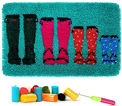 Knüpfteppich Zum Selber knüpfen, Knüpfsets 60x40cm Latch Hook Kit Selbst Knüpfen Set für Kinder und Erwachsene