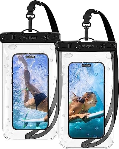Spigen Aqua Shield A601 Custodia Impermeabile Smartphone IPX8 2 Pezzi Cover Sacca Mare Fino a 7,0 Compatibile con iPhone 15 Pro Max, 14 Pro, 13, Xiaomi 13T, S24 Ultra, A13 - Trasparente