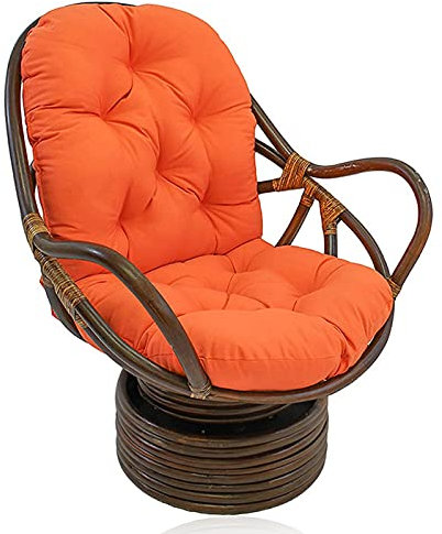 Drehbares Schaukelkissen, Papasansessel Kissen, Papasan Stuhlkissen, Wasserdichtes Schaukelkissen Rattan, für Garten Wohnzimmer Balkon Büro, Kein Stuhl,Orange