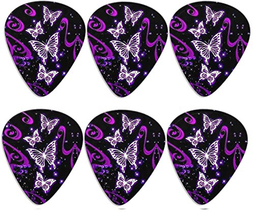 Jeiento, plettri per chitarra classica triangolari, con farfalla viola, 0,96 mm, per basso, chitarra acustica, plettro per chitarra elettrica