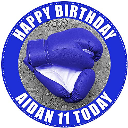 Boxing Gloves - Blue - Any Size (4in - 7.5in) Personalised Edible Cake Topper on Premium Icing