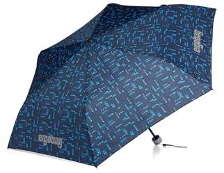 ergobag Regenschirm Kinderschirm für die Schultasche, ultraleicht und klein mit Tasche, Ø90 cm TiefseetauchBär - Schwarz