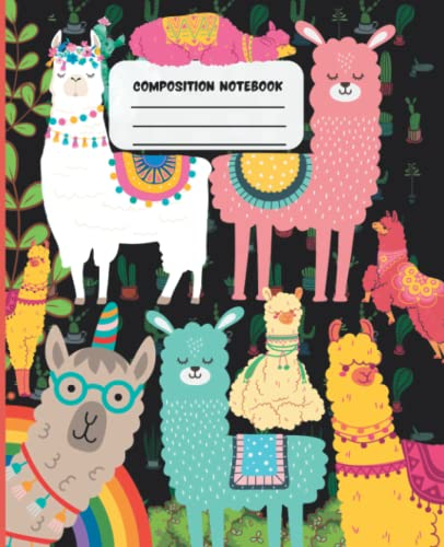 Llama Composition Notebook: Llama Themed Wide Ruled Paper Notebook Journal | Blank Wide Lined Workbook for Girls Boys Kids Teens Students | Excellent Back To School Gift