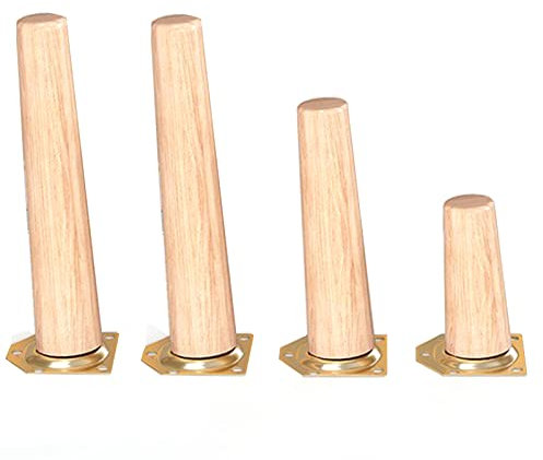 JIAJUTUI001 Pieds de Meubles en Bois,Pieds de Canapé,Pieds de Table en Bois Coniques Obliques Pieds de Remplacement avec Plaque de Montage pour Table Armoires Canapé 4 Pièces (5cm(2in))