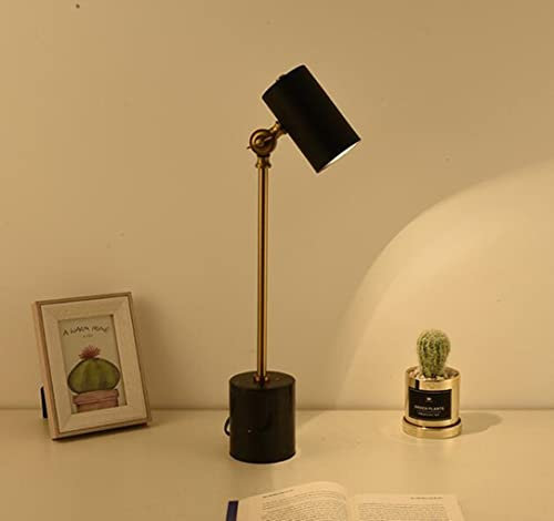 SXYSXYSXY Modern Schreibtischlampe Marmor Tischlampe Metall Büro Arbeitsleuchte Schlafzimmer Nachttischlampe LED Verstellbarer Kopf Kinder Leselampe Retro Klassische Studierlampe E27*1,Schwarz