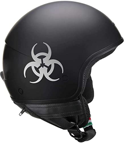 Pimastickerslab Set mit 2 Aufklebern für Helm Biohazard Strahlung Stern Motorrad Auto Tank Koffer Chopper Harley Artikel 1726 (090 Silber)