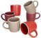 Van Well Liz 6er Set Kaffeebecher I 280 ml I 6 Personen I 6x Steingut-Tassen in Sand, Terracotta & Dunkelrot mit weißem Rand I Tee-Pötte, Mug, Cup I Für Cappuccino, Kakao, Latte Macchiato & Co