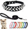 HimyBB Hundehalsband und Leine mit Nieten, verstellbar, PU-Leder, Haustierhalsband und Leinen, Schwarz, Größe XXL