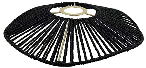 Abat-Jour en Corde tissée Abat-Jour Rustique pour Lampe de Plafond Boho Abat-Jour Suspendu pour Salon, Noir