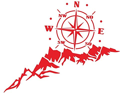 Boussole De Montagne Autocollant De Capot De Voiture, Décalcomanie Voiture Boussole Automatique Autocollant Graphique pour Véhicules, Tout-Terrain Autocollant De Coffre De Porte De Voiture