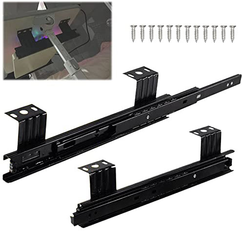 SAGIDAR Rail Tiroir Coulissant, 3 Plis Coulisses Télescopiques, 1 Paire Support Clavier Coulissant, Glissières À Billes, Glissières Linéaire 24cm/29cm, pour Meuble Ordinateur, Tablette Clavier