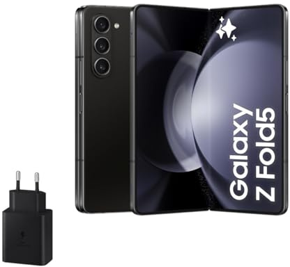 Samsung Galaxy Z Fold5, 256 GB + Cargador 45W - Teléfono Móvil Plegable con IA, Smartphone Android Libre, 12GB de RAM, Cámara de Alta Resolución, Negro (Versión Española)