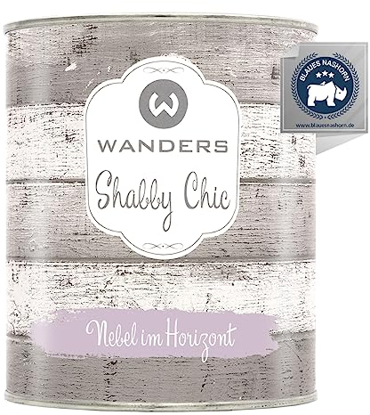 Wanders Shabby Chic Kreidefarbe 750 ml - Nebel im Horizont/Blasses Lila - Küchenmöbellack und Möbelfarbe ohne Schleifen. Chalk Paint, für Holz & mehr. Hohe Deckkraft, schnell trocknend