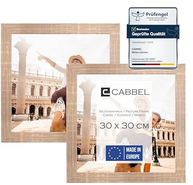 CABBEL paquete doble (juego de 2) marco 30x30 cm, moca, marco de madera MDF resistente, plexiglás inastillable, para colgar, ideal para fotos/cuadros/collage