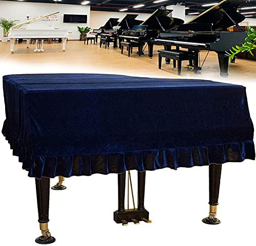 Klavier Abdeckung Staubschutz Samt Flügelabdeckung mit Gefalteter Saum Universal Thickened Grand Piano Cover, Waschbar (Farbe : Blau, Größe : 150cm-160cm)