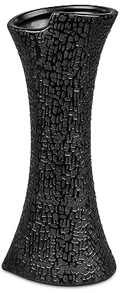 Formano Blumenvase Dekovase Vase aus Keramik 20x12cm in schwarz-matt