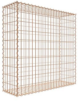 Gabion rouillé 100 cm x 100 cm x 30 cm (L x H x P), maille 5 cm x 10 cm, spirale