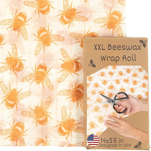 XXL Reusable Beeswax Wrap Roll | Cut to Size Beeswax Wraps for Food | Fold into Beeswax Bread Bags For Homemade Bread | Cute Beeswax Reusable Food Wraps | Gift a Reusable Beeswax Food Wrap