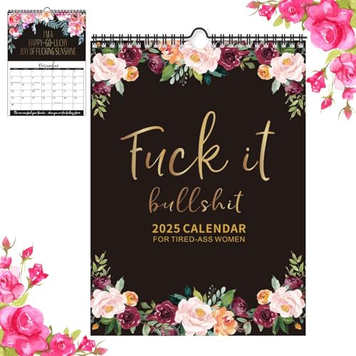 ZLMC Kalender 2024 für müde Frauen - Müde Frauen Kalender, Wandkalender für müde, lustiger Wortplaner Monatskalender, lustiger Wortplaner Monatskalender - Weißer Elefant Gag Geschenk für Frauen