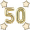 Blasses Gold Luftballons Zahl 50+4 pcs stern Folienballon Zahl 50 .Geburtstag frau mädchen,50 Riesenzahl Ballons 50 .geburtstagsdeko mann,Zahlenballon 50, Helium Ballons 50 Zahlen Luftballon