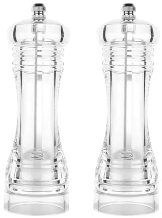 2pcs ZONADAH Transparent Pepper Mill 6 Inch Manual Salt Pepper Mill Kitchen Pepper Salt Shaker with Adjustable Setting Salt and Pepper Grinder Bottle