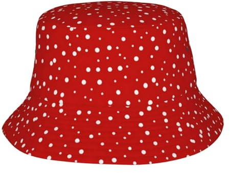 Fischerhüte mit roten und weißen Punkten, Unisex, Sommer, Reisen, Strand, Fischerhut für Männer und Frauen, Rot und Weiß gepunktet, EinheitsgröÃŸe