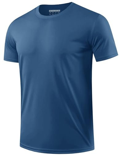 EKLENTSON Uv Shirt Männer Leicht Trainingsshirt Sport Outdoor Laufshirt Wandern Trekking Running Top (XL, Dunkelblau)