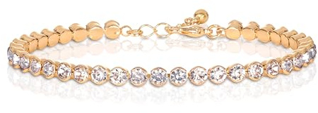 ZAVANA Tennis-Armband für Damen und Teenager-Mädchen, silberne oder goldene Tennisarmbänder für Frauen, Diamant-Armband mit funkelnden weißen Steinen, Modeschmuck mit Geschenkbox