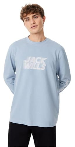 Jack Wills Mens Long Sleeve Graphic T-Shirt Powder Blue L