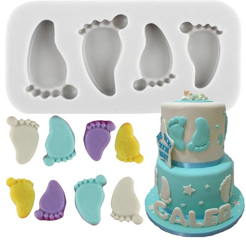 MINFEIDMS Moule En Silicone Imprimé Pied De Bébé Pour Fondant, Décoration De Gâteau De Fête Prénatale, Décoration De Cupcakes, Pâte À Gomme, Bonbons, Chocolat, Argile Polymère