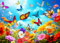 Puzzle 1000 Teile für Erwachsene, Puzzle farbenfrohes Legespiel-Blumen und Schmetterlinge-Geschenke