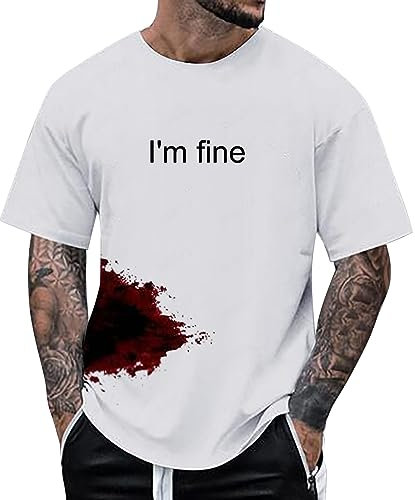 Halloween Kostüm Herren Casual T-Shirt Herren T-Shirt Halloween Muster Männer sind sehr interessantes T-Shirt Selbst T-Shirt Top Vintage Schön Party T-Shirt mit Bedrucktes (White, XXXXXL)