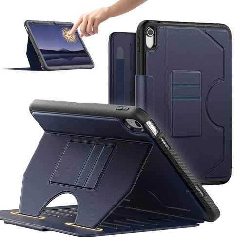 KAIJIAbox Case for iPad (A16) 11th Generation 11 Inch 2025&iPad 10th Generation 10.9 Inch 2022,Shockproof Cover with Magnetic Multi-Angle Stand,Pencil Holder and Card Slot, Auto Wake/Sleep(Dark Blue)
