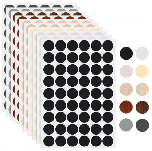 540 Pieces Adhesive Screw Covers, 10 Sheets Screw Hole Cap Stickers, Self Adhesive Furniture Screws, Screw Hole Covers Stickers 21 mm for Furniture, Wardrobe, Walls