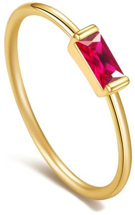 APMGONT Geburtsstein Ringe für Frauen, Quadratische Geburtsstein Ringe, Gold Ring mit Einem Quadratischen Stein, Quadratisch Geschliffener Edelstein Ring für Frauen und Teenager Mädchen (7, Gold 1)