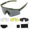 ToopMount Lunettes de Sport, Lunettes de Tir Tactiques Antibuée avec 3 Verres Interchangeables, Lunettes de Protection UV400 Airsoft, Lunettes pour Cyclisme, Randonnée, Course à Pied (Monture Vert)