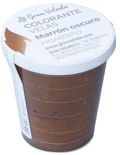 Colorante para Velas en Polvo Marrón Oscuro | Pigmento de Alto Rendiento para Velas Caseras en Vaso y Otros Recipientes | Colores Intensos y Estables | 30 cc
