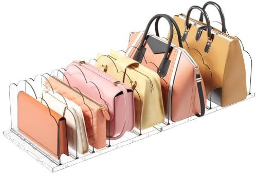 Lifewit 2 Stück Handtaschen Trenner Aufbewahrung für 7 Taschen, Transparent Regaltrenner Taschenständer Abnehmbar Schrank Organizer für Clutch, Tragetaschen, Bücher im Schlafzimmer