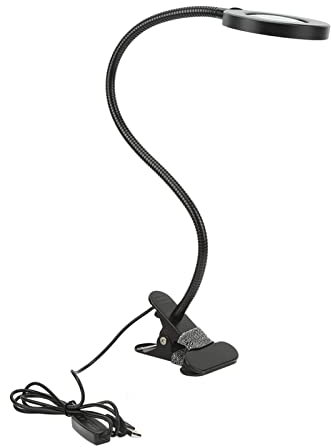 Lupe mit Licht und Ständer, 3-Fach Einstellbare Helligkeit mit Clip und USB-Kabel für Lesen, Senioren, Hobbys, Basteln