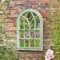 Annibells Large Green Verdigris Arched Window Gothic Style Wall Mirror For your Home Or Garden